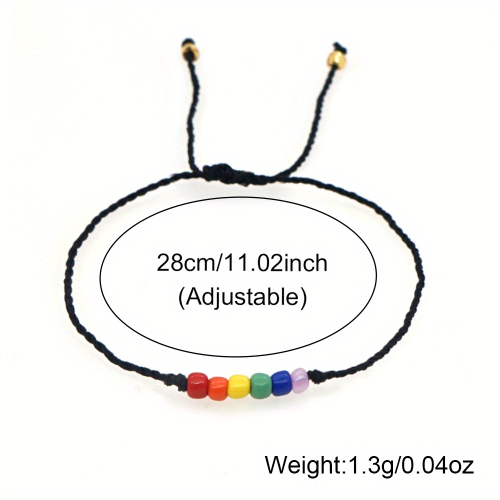 Adjustable Glass Bead Bracelet LGBTQ Pride